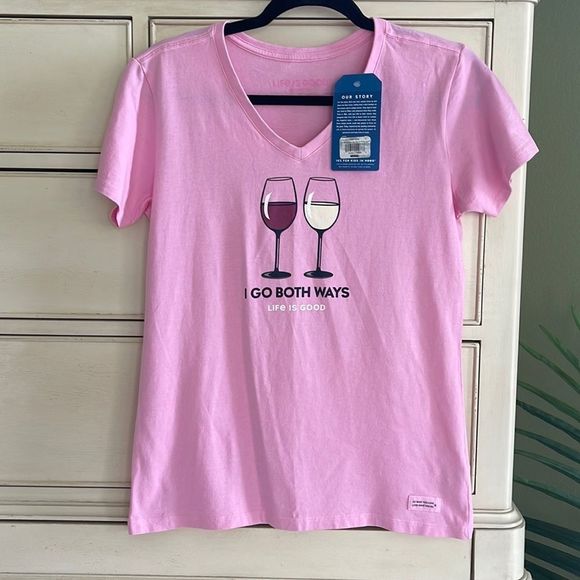 Life Is Good Tops - Life Is Good Pink Wine T shirt size small NWT